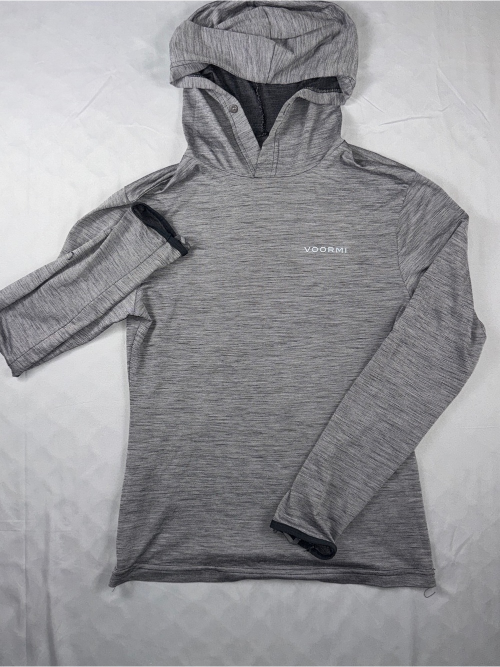 Voormi Hoodie Womens Medium Gray Wool Blend Thumbholes Hooded Pullover Merino